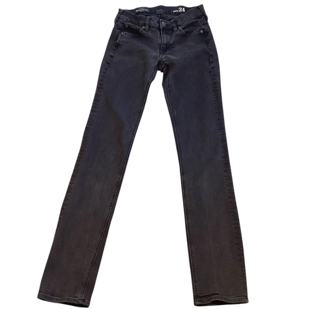 J. Crew Washed Black Low Rise‎ Matchstick Skinny Jeans, Size 24